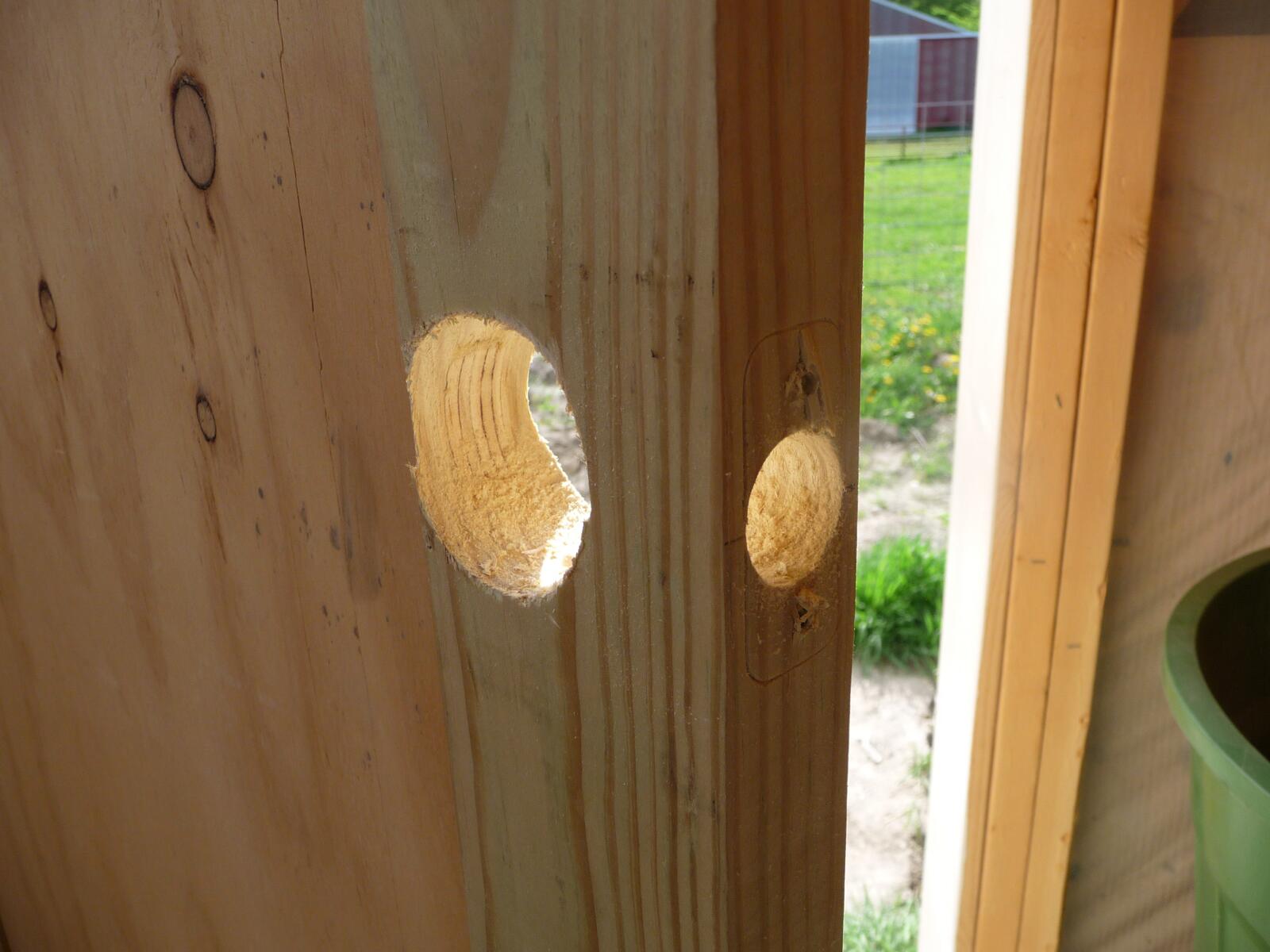 Completed holes in the door